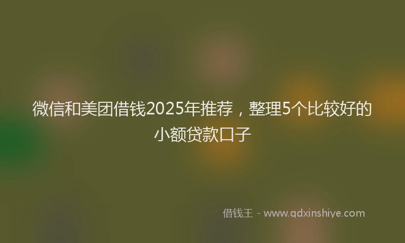 微信和美团借钱2025年推荐，整理5个比较好的小额贷款口子