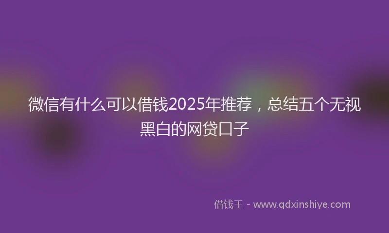 微信有什么可以借钱2025年推荐，总结五个无视黑白的网贷口子