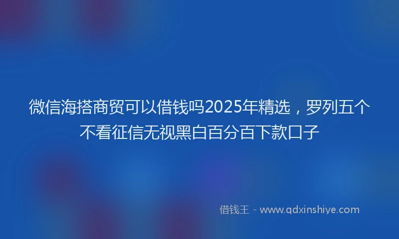 微信海搭商贸可以借钱吗2025年精选，罗列五个不看征信无视黑白百分百下款口子