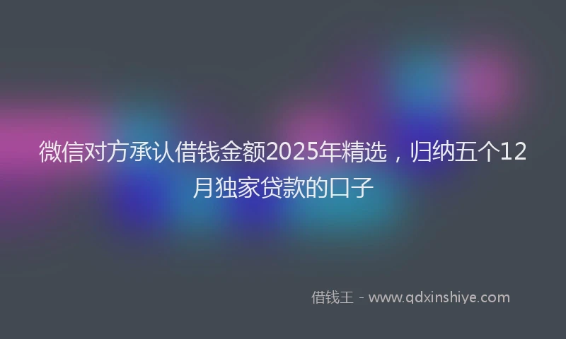 微信对方承认借钱金额2025年精选，归纳五个12月独家贷款的口子