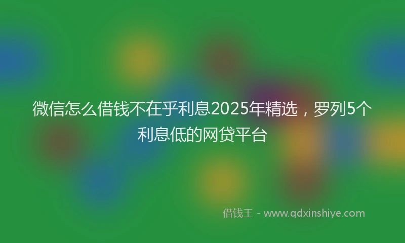 微信怎么借钱不在乎利息2025年精选，罗列5个利息低的网贷平台