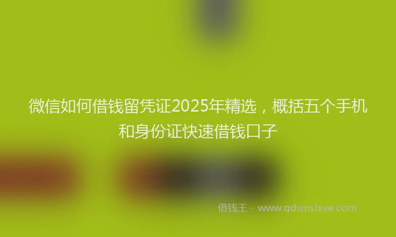微信如何借钱留凭证2025年精选，概括五个手机和身份证快速借钱口子