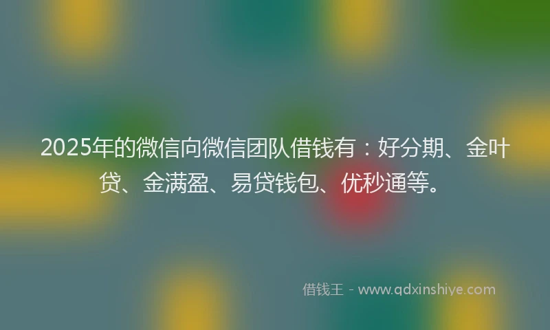 2025年的微信向微信团队借钱有：好分期、金叶贷、金满盈、易贷钱包、优秒通等。