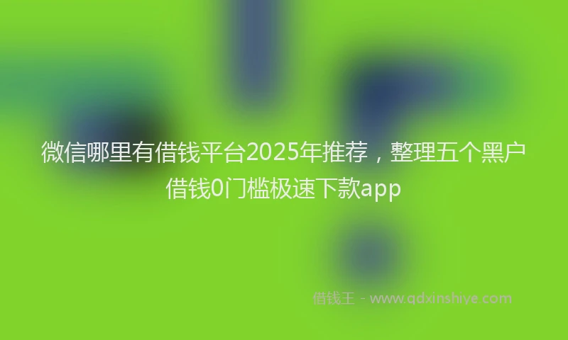 微信哪里有借钱平台2025年推荐，整理五个黑户借钱0门槛极速下款app