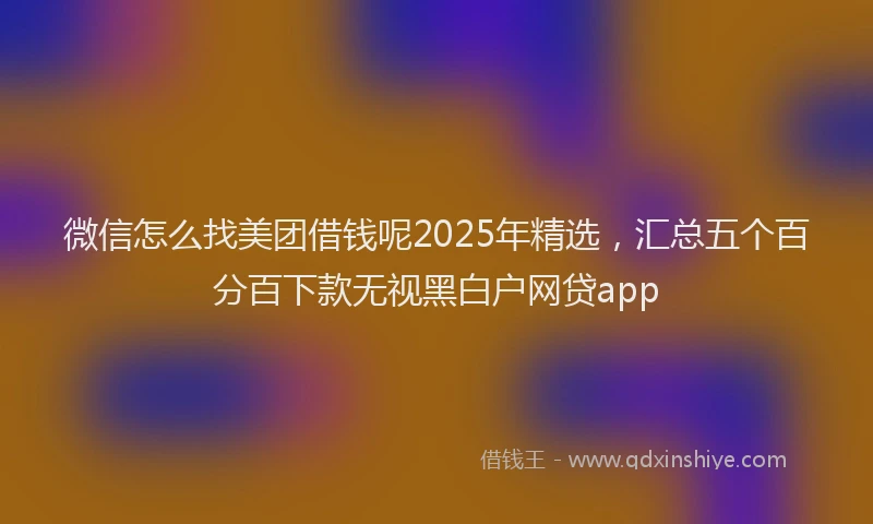 微信怎么找美团借钱呢2025年精选，汇总五个百分百下款无视黑白户网贷app