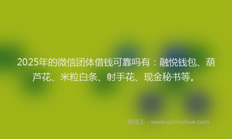 2025年的微信团体借钱可靠吗有：融悦钱包、葫芦花、米粒白条、射手花、现金秘书等。