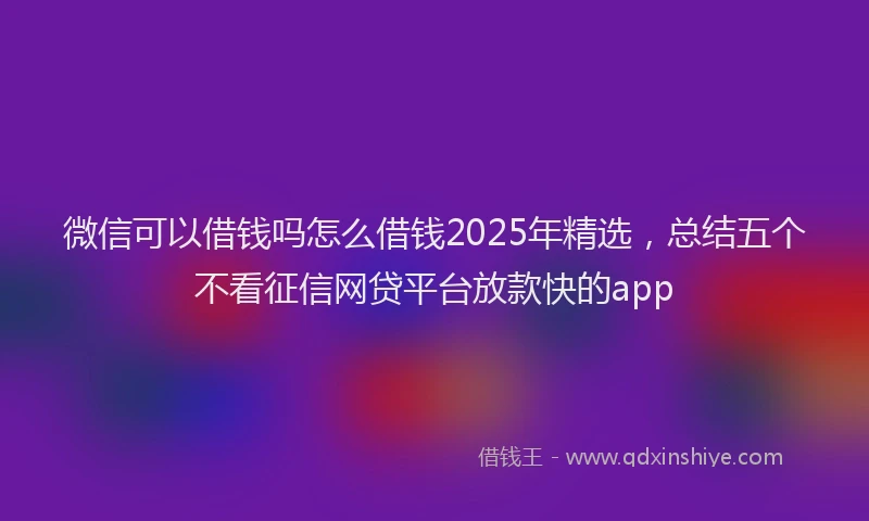 微信可以借钱吗怎么借钱2025年精选，总结五个不看征信网贷平台放款快的app