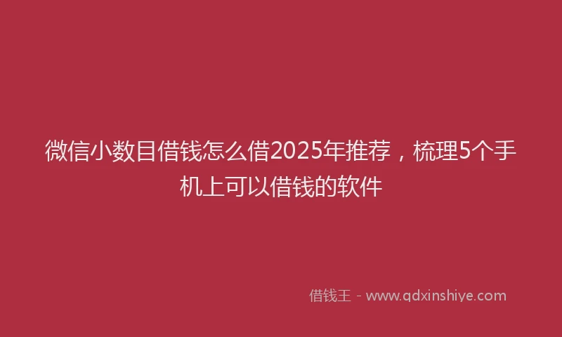 微信小数目借钱怎么借2025年推荐，梳理5个手机上可以借钱的软件