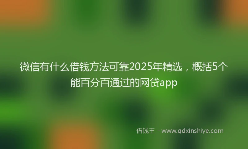 微信有什么借钱方法可靠2025年精选，概括5个能百分百通过的网贷app