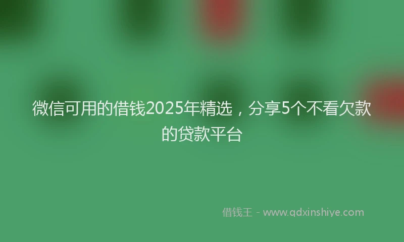微信可用的借钱2025年精选，分享5个不看欠款的贷款平台