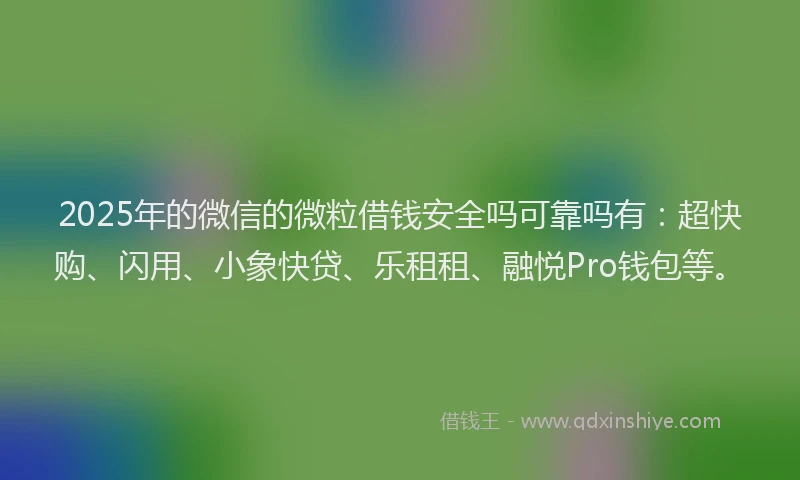 2025年的微信的微粒借钱安全吗可靠吗有：超快购、闪用、小象快贷、乐租租、融悦Pro钱包等。