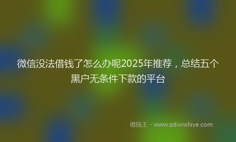 微信没法借钱了怎么办呢2025年推荐，总结五个黑户无条件下款的平台