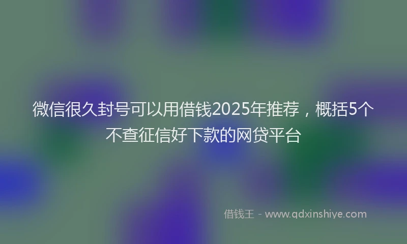 微信很久封号可以用借钱2025年推荐，概括5个不查征信好下款的网贷平台