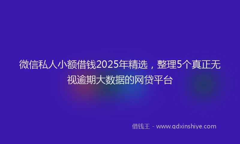 微信私人小额借钱2025年精选，整理5个真正无视逾期大数据的网贷平台