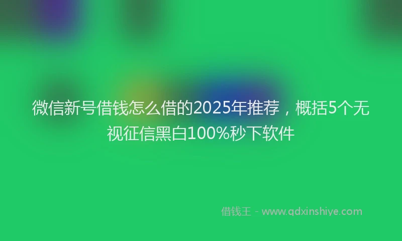 微信新号借钱怎么借的2025年推荐，概括5个无视征信黑白100%秒下软件