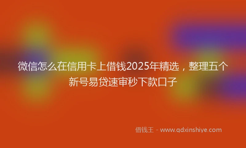 微信怎么在信用卡上借钱2025年精选，整理五个新号易贷速审秒下款口子