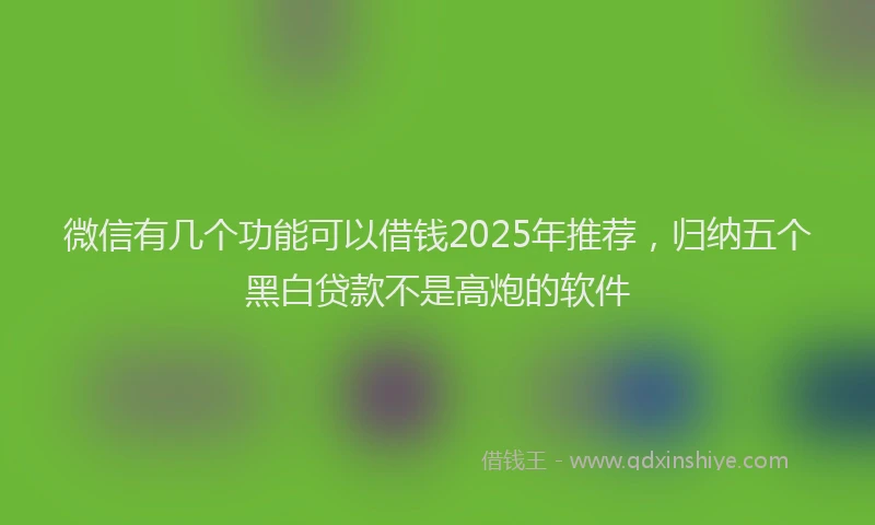 微信有几个功能可以借钱2025年推荐，归纳五个黑白贷款不是高炮的软件