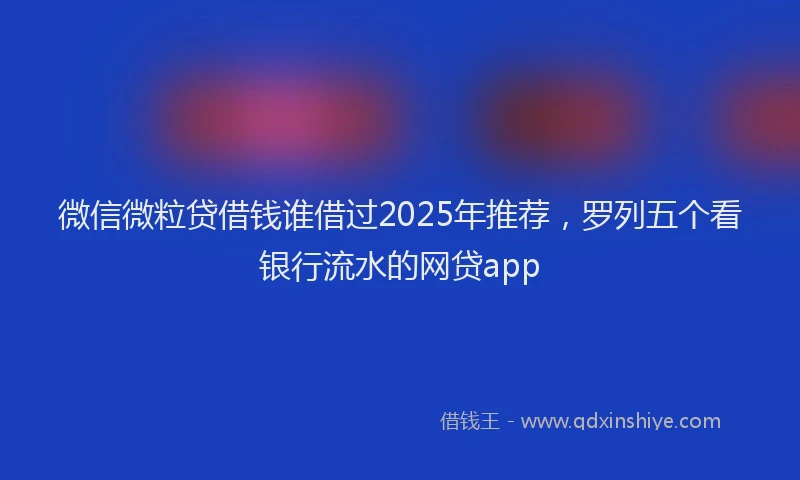 微信微粒贷借钱谁借过2025年推荐，罗列五个看银行流水的网贷app