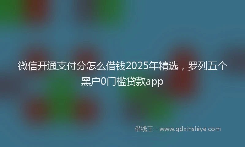 微信开通支付分怎么借钱2025年精选，罗列五个黑户0门槛贷款app