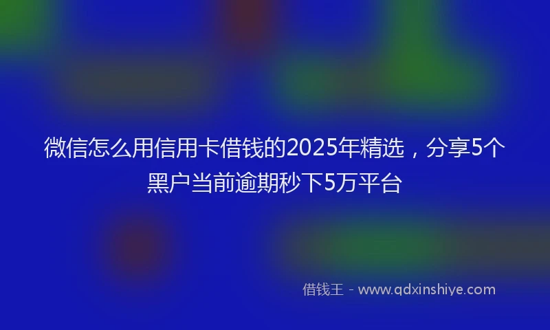 微信怎么用信用卡借钱的2025年精选，分享5个黑户当前逾期秒下5万平台
