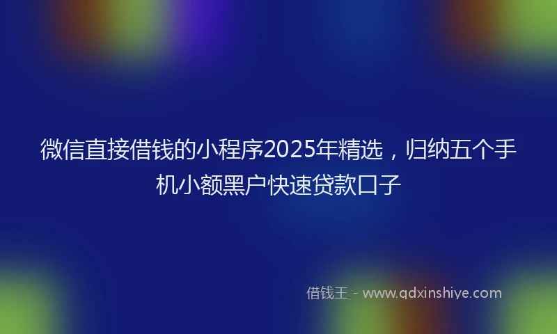 微信直接借钱的小程序2025年精选，归纳五个手机小额黑户快速贷款口子