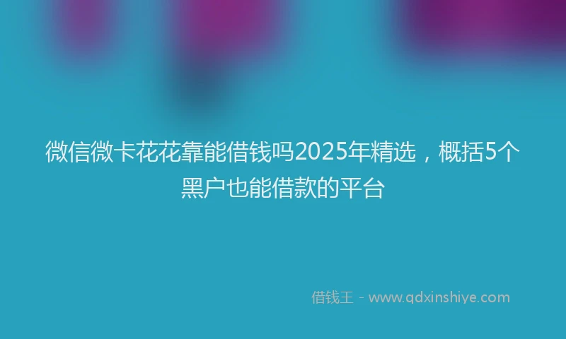 微信微卡花花靠能借钱吗2025年精选，概括5个黑户也能借款的平台
