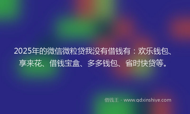 2025年的微信微粒贷我没有借钱有：欢乐钱包、享来花、借钱宝盒、多多钱包、省时快贷等。