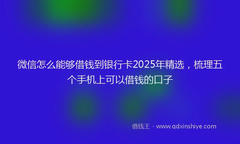 微信怎么能够借钱到银行卡2025年精选，梳理五个手机上可以借钱的口子