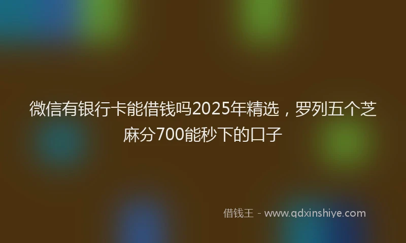 微信有银行卡能借钱吗2025年精选，罗列五个芝麻分700能秒下的口子