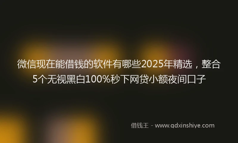 微信现在能借钱的软件有哪些2025年精选，整合5个无视黑白100%秒下网贷小额夜间口子