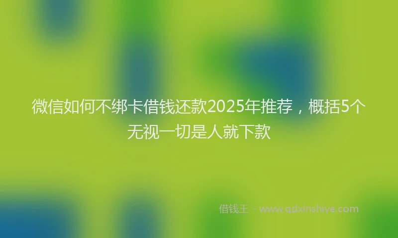 微信如何不绑卡借钱还款2025年推荐，概括5个无视一切是人就下款