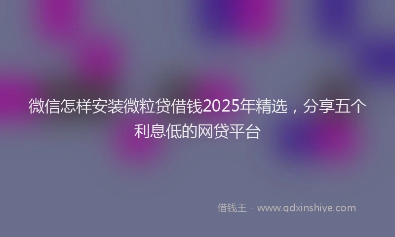 微信怎样安装微粒贷借钱2025年精选，分享五个利息低的网贷平台