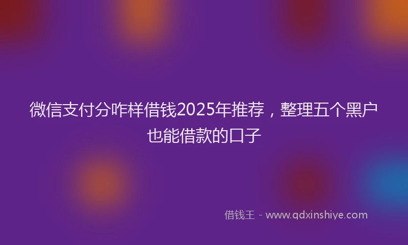 微信支付分咋样借钱2025年推荐，整理五个黑户也能借款的口子
