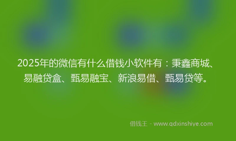 2025年的微信有什么借钱小软件有：秉鑫商城、易融贷盒、甄易融宝、新浪易借、甄易贷等。