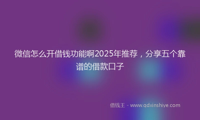 微信怎么开借钱功能啊2025年推荐，分享五个靠谱的借款口子