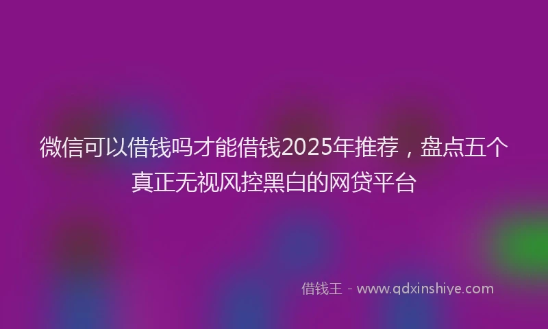 微信可以借钱吗才能借钱2025年推荐，盘点五个真正无视风控黑白的网贷平台