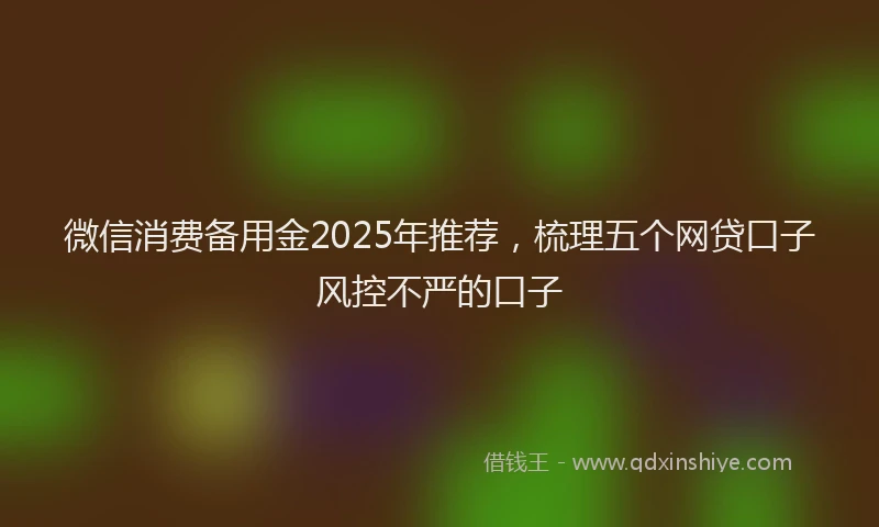微信消费备用金2025年推荐，梳理五个网贷口子风控不严的口子