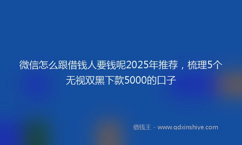 微信怎么跟借钱人要钱呢2025年推荐，梳理5个无视双黑下款5000的口子