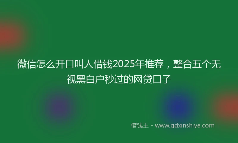 微信怎么开口叫人借钱2025年推荐，整合五个无视黑白户秒过的网贷口子