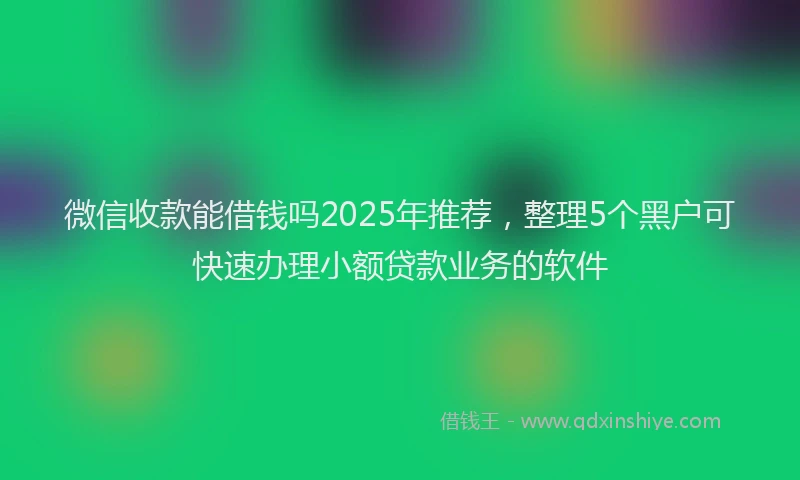 微信收款能借钱吗2025年推荐，整理5个黑户可快速办理小额贷款业务的软件