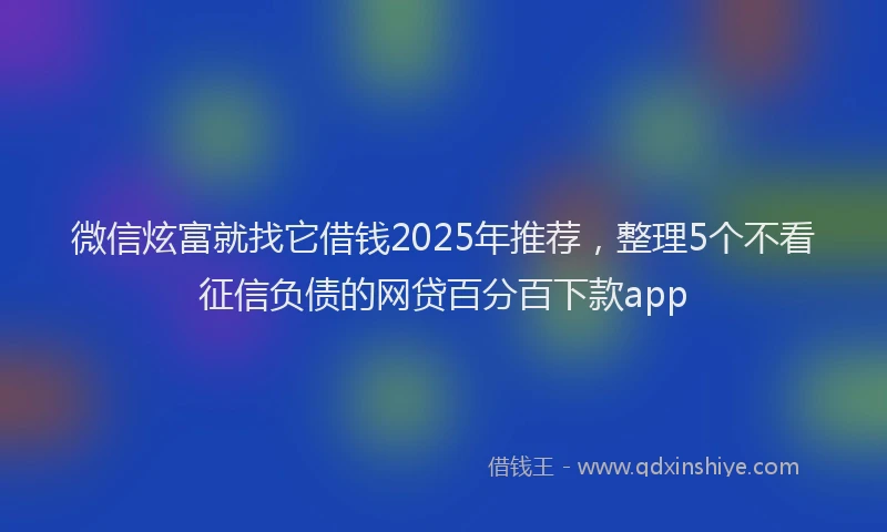 微信炫富就找它借钱2025年推荐，整理5个不看征信负债的网贷百分百下款app