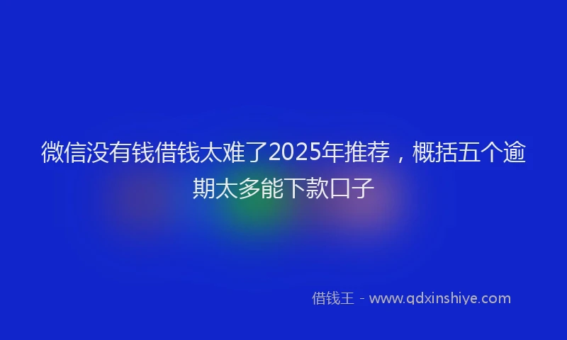 微信没有钱借钱太难了2025年推荐，概括五个逾期太多能下款口子