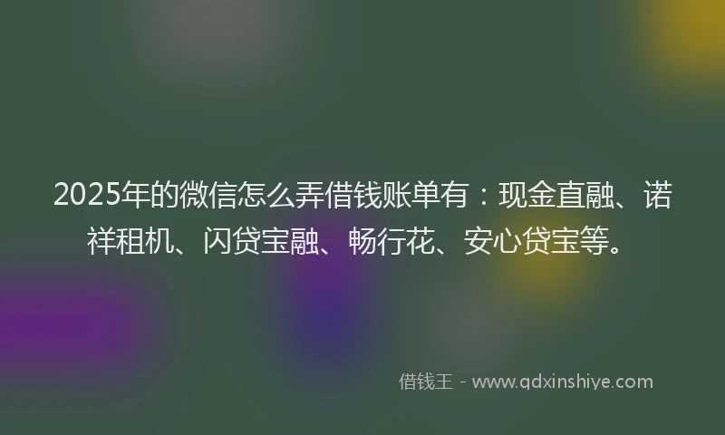 2025年的微信怎么弄借钱账单有：现金直融、诺祥租机、闪贷宝融、畅行花、安心贷宝等。