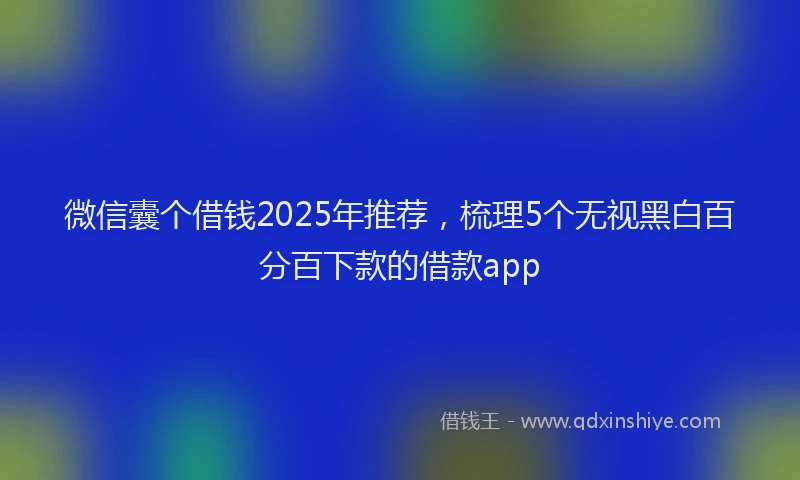 微信囊个借钱2025年推荐，梳理5个无视黑白百分百下款的借款app