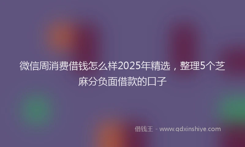 微信周消费借钱怎么样2025年精选，整理5个芝麻分负面借款的口子