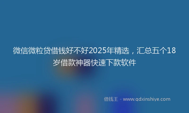 微信微粒贷借钱好不好2025年精选，汇总五个18岁借款神器快速下款软件
