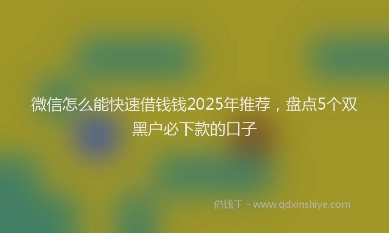 微信怎么能快速借钱钱2025年推荐，盘点5个双黑户必下款的口子