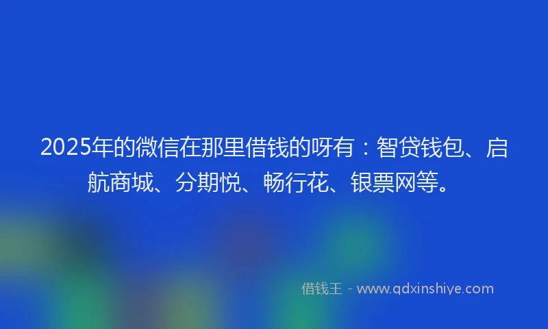 2025年的微信在那里借钱的呀有：智贷钱包、启航商城、分期悦、畅行花、银票网等。