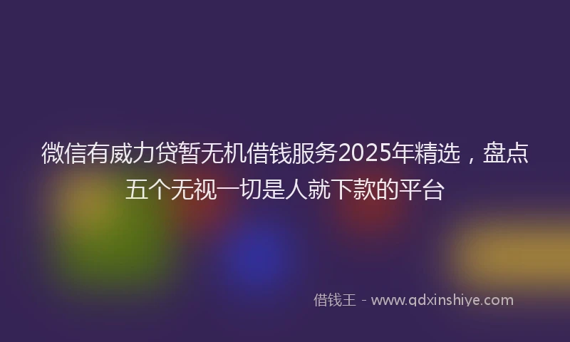 微信有威力贷暂无机借钱服务2025年精选，盘点五个无视一切是人就下款的平台