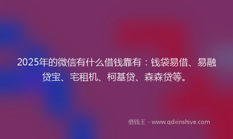 2025年的微信有什么借钱靠有：钱袋易借、易融贷宝、宅租机、柯基贷、森森贷等。